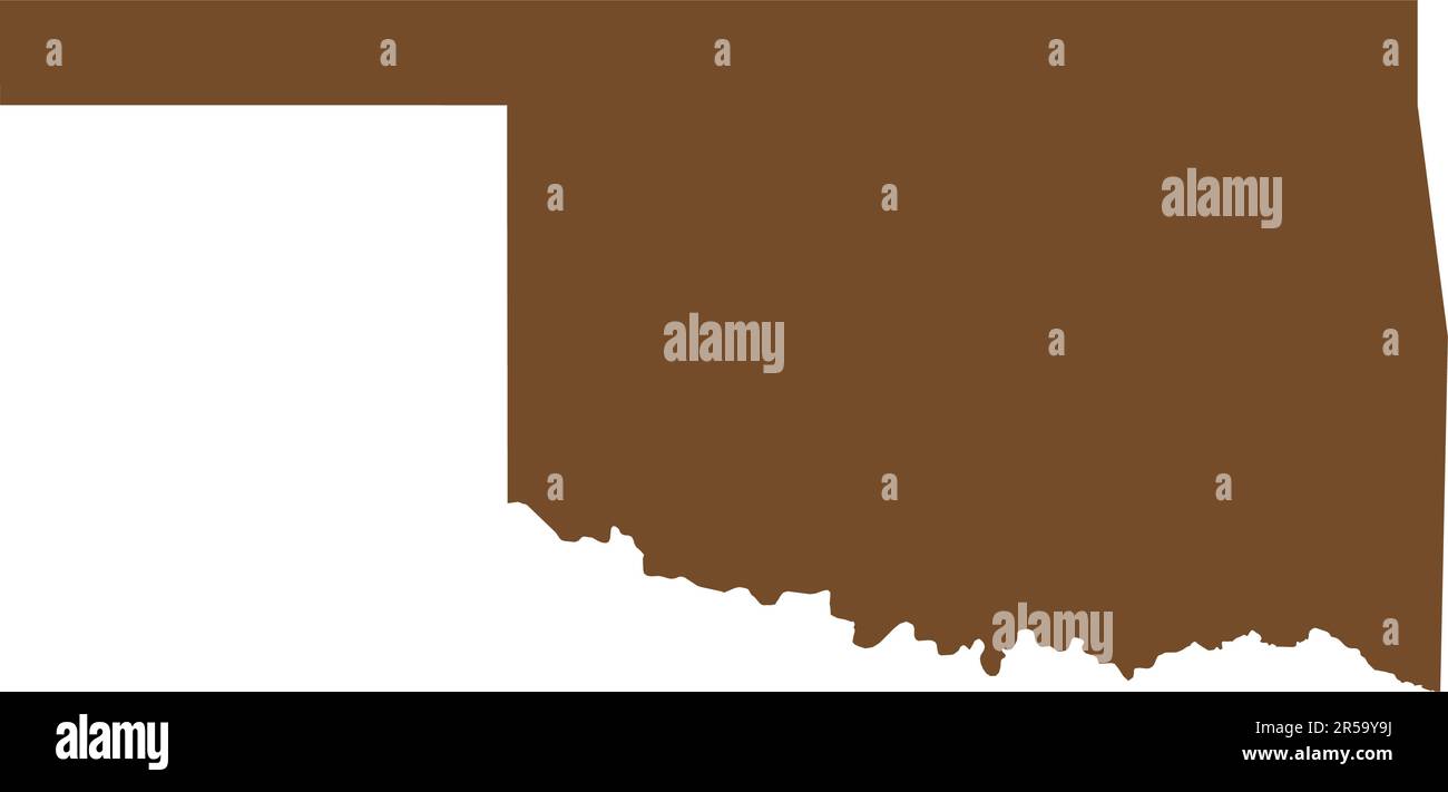 Carte COULEUR CMJN MARRON de L'OKLAHOMA, Etats-Unis Illustration de Vecteur