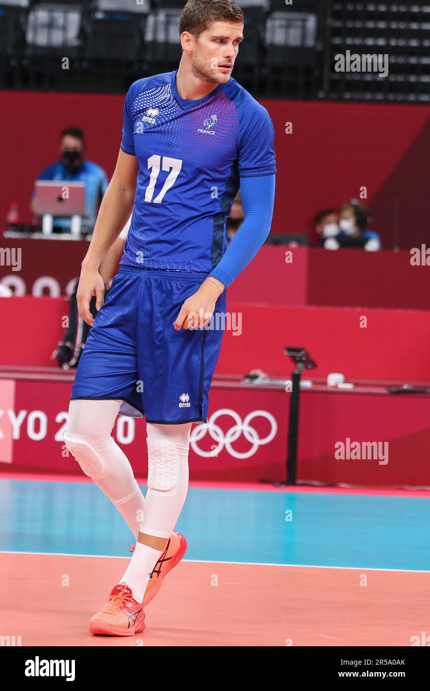 7 AOÛT 2021 - Tokyo, Japon: Trevor CLEVENOT #17 de Team FRANCE dans le match de la médaille d'or des hommes de volley-ball entre la France et le Comité olympique russe aux Jeux Olympiques de Tokyo 2020 (photo: Mickael Chavet/RX) Banque D'Images
