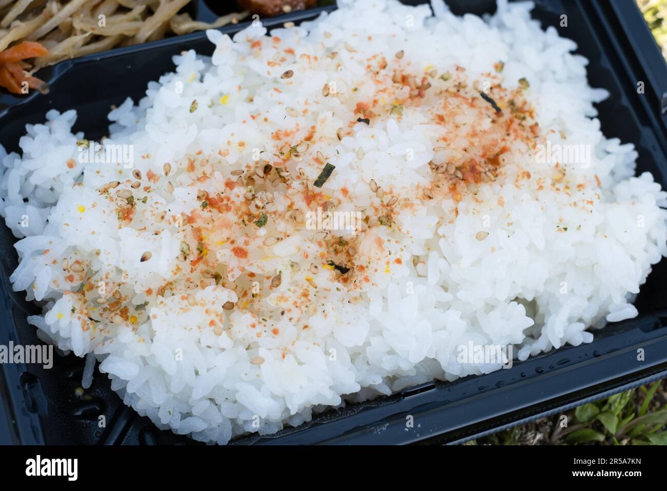Bento poulet et riz avec Furikake, Japon. Banque D'Images