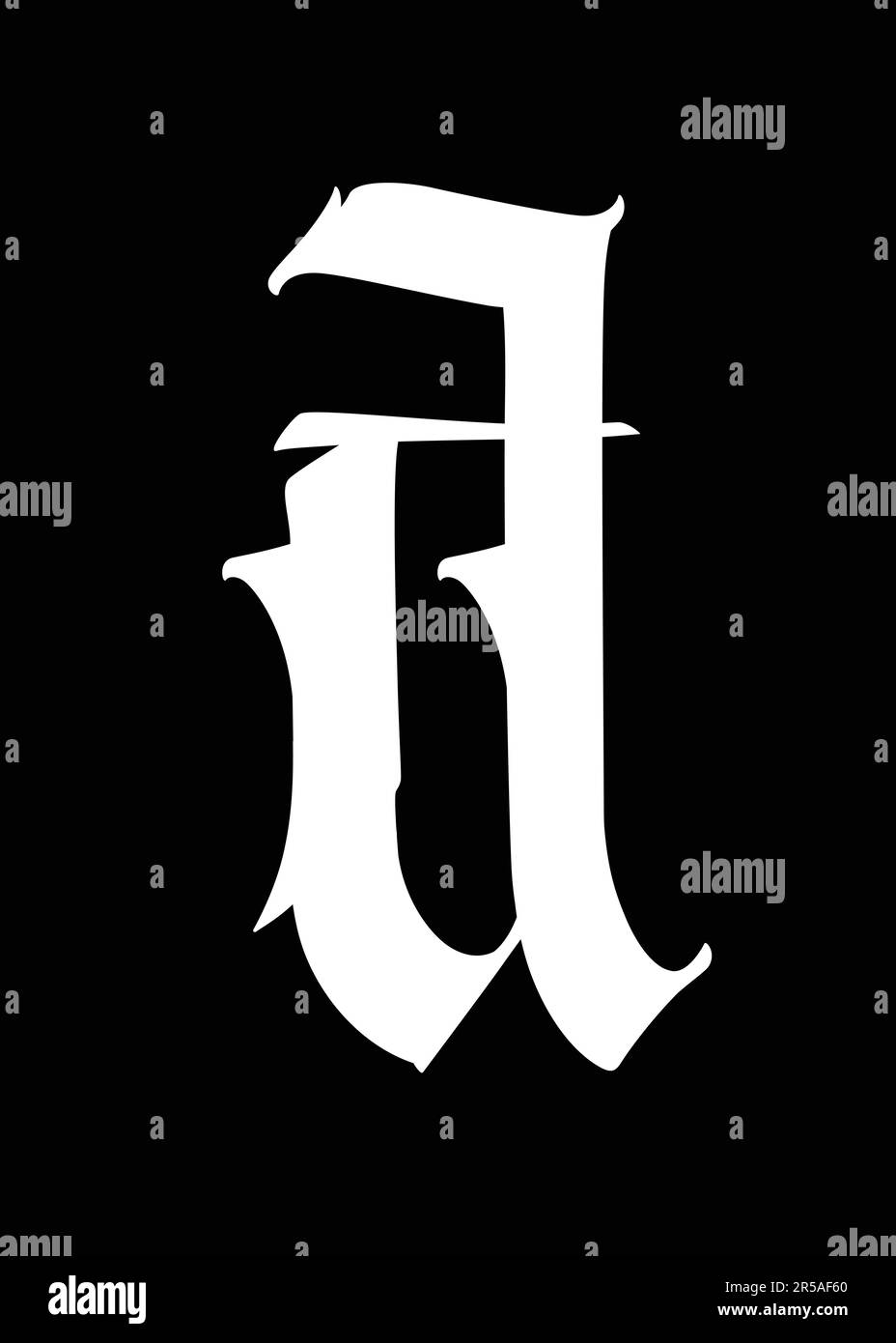 Lettre A, dans le style gothique. Vecteur. L'alphabet. Le symbole est isolé sur un fond doré. De la calligraphie et de lettrage. Lettre en latin médiéval. Logo Illustration de Vecteur
