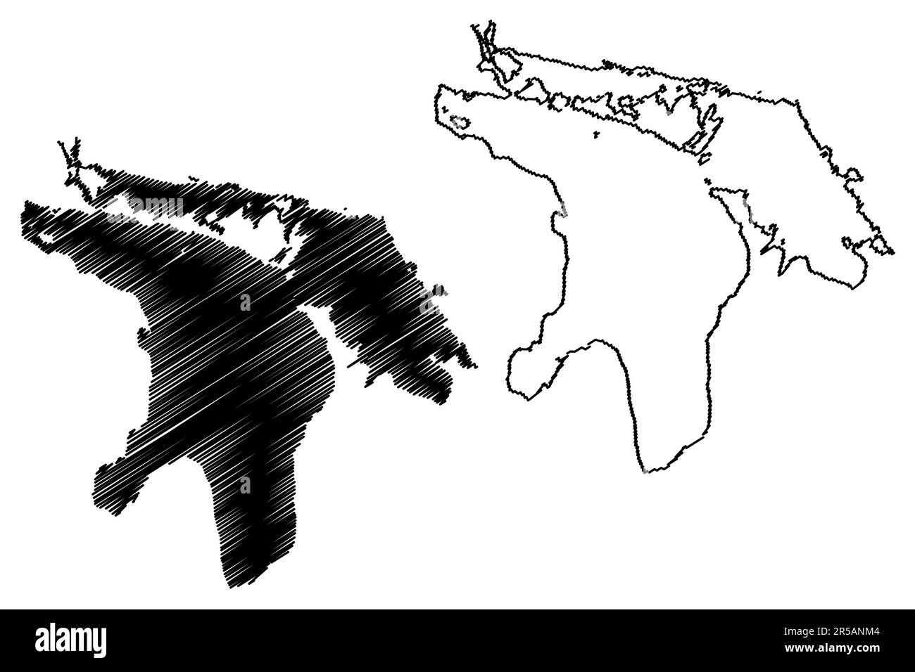 Illustration vectorielle de la carte du lac Huron (Canada, États-Unis, Amérique du Nord, États-Unis, Grands Lacs), carte d'esquisse griffée Illustration de Vecteur