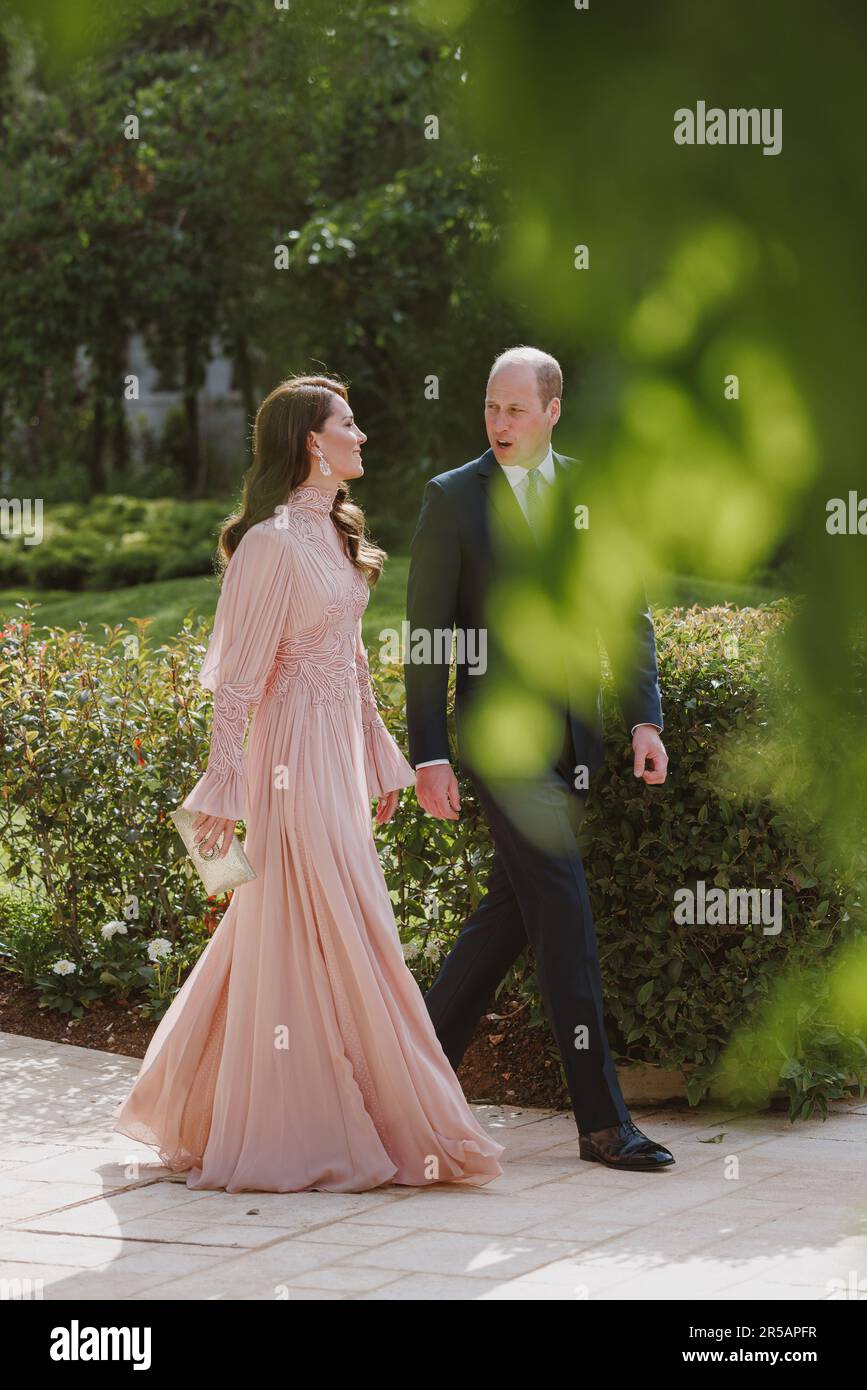 Amman, Jordanie. 01st juin 2023. Le prince et la princesse de Galles, William et Kate assistent à la cérémonie de mariage de leurs Altesses royales le prince héritier Al Hussein et la princesse Rajwa Al Hussein au Palais Zahran à Amman, en Jordanie, sur 1 juin 2023. (Photo de la Cour royale hachémite RHC via Credit: SIPA USA/Alamy Live News Banque D'Images