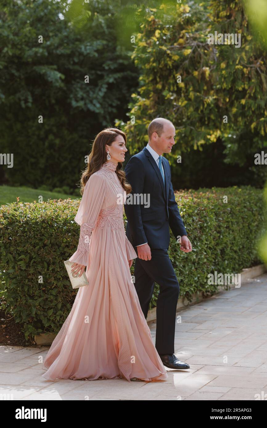 Amman, Jordanie. 01st juin 2023. Le prince et la princesse de Galles, William et Kate assistent à la cérémonie de mariage de leurs Altesses royales le prince héritier Al Hussein et la princesse Rajwa Al Hussein au Palais Zahran à Amman, en Jordanie, sur 1 juin 2023. (Photo de la Cour royale hachémite RHC via Credit: SIPA USA/Alamy Live News Banque D'Images