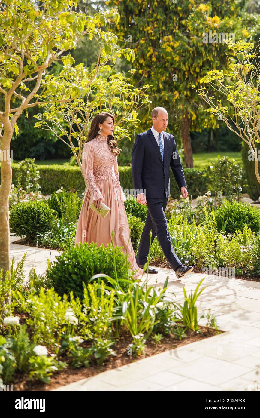 Amman, Jordanie. 01st juin 2023. Le prince et la princesse de Galles, William et Kate assistent à la cérémonie de mariage de leurs Altesses royales le prince héritier Al Hussein et la princesse Rajwa Al Hussein au Palais Zahran à Amman, en Jordanie, sur 1 juin 2023. (Photo de la Cour royale hachémite RHC via Credit: SIPA USA/Alamy Live News Banque D'Images