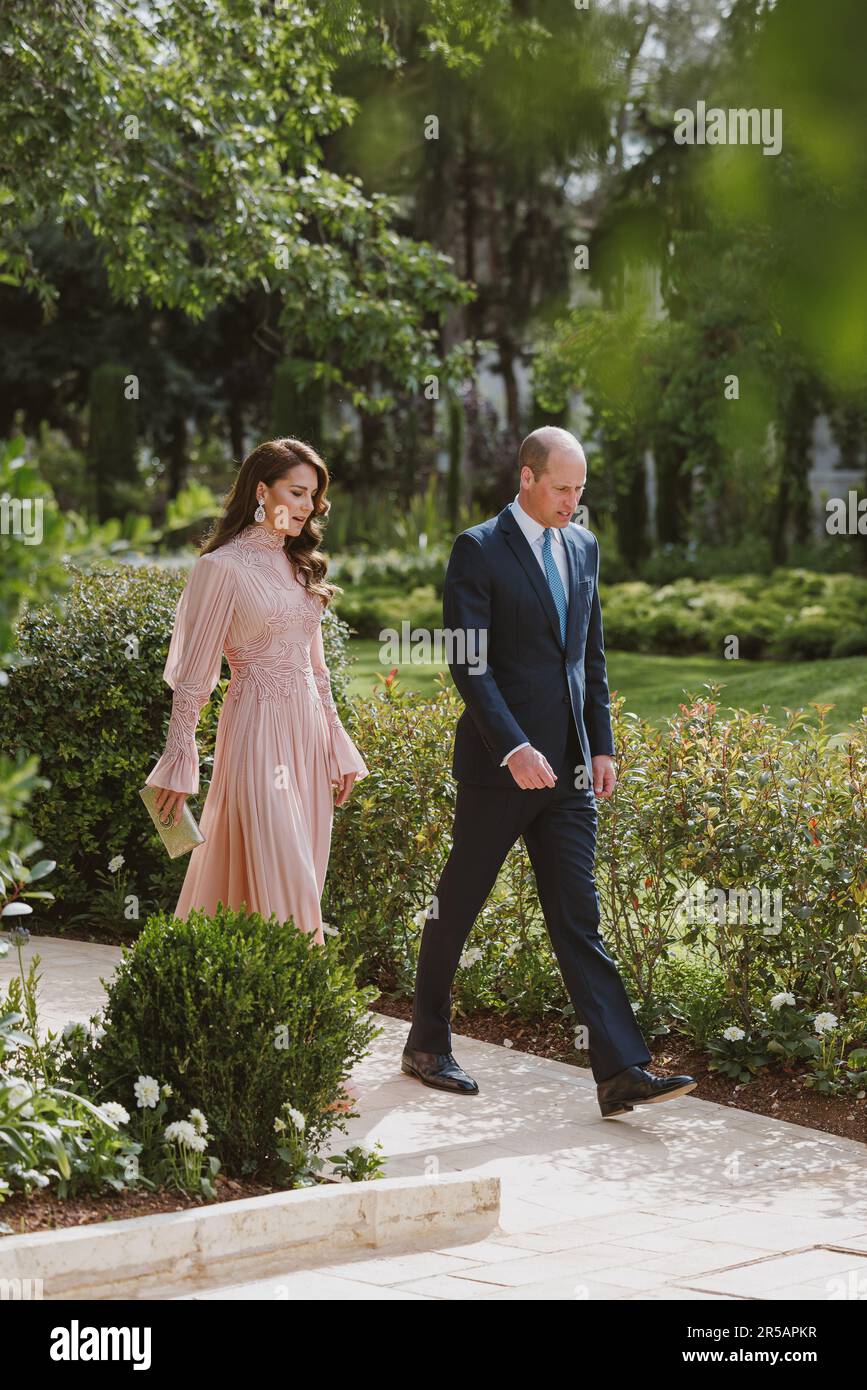 Amman, Jordanie. 01st juin 2023. Le prince et la princesse de Galles, William et Kate assistent à la cérémonie de mariage de leurs Altesses royales le prince héritier Al Hussein et la princesse Rajwa Al Hussein au Palais Zahran à Amman, en Jordanie, sur 1 juin 2023. (Photo de la Cour royale hachémite RHC via Credit: SIPA USA/Alamy Live News Banque D'Images