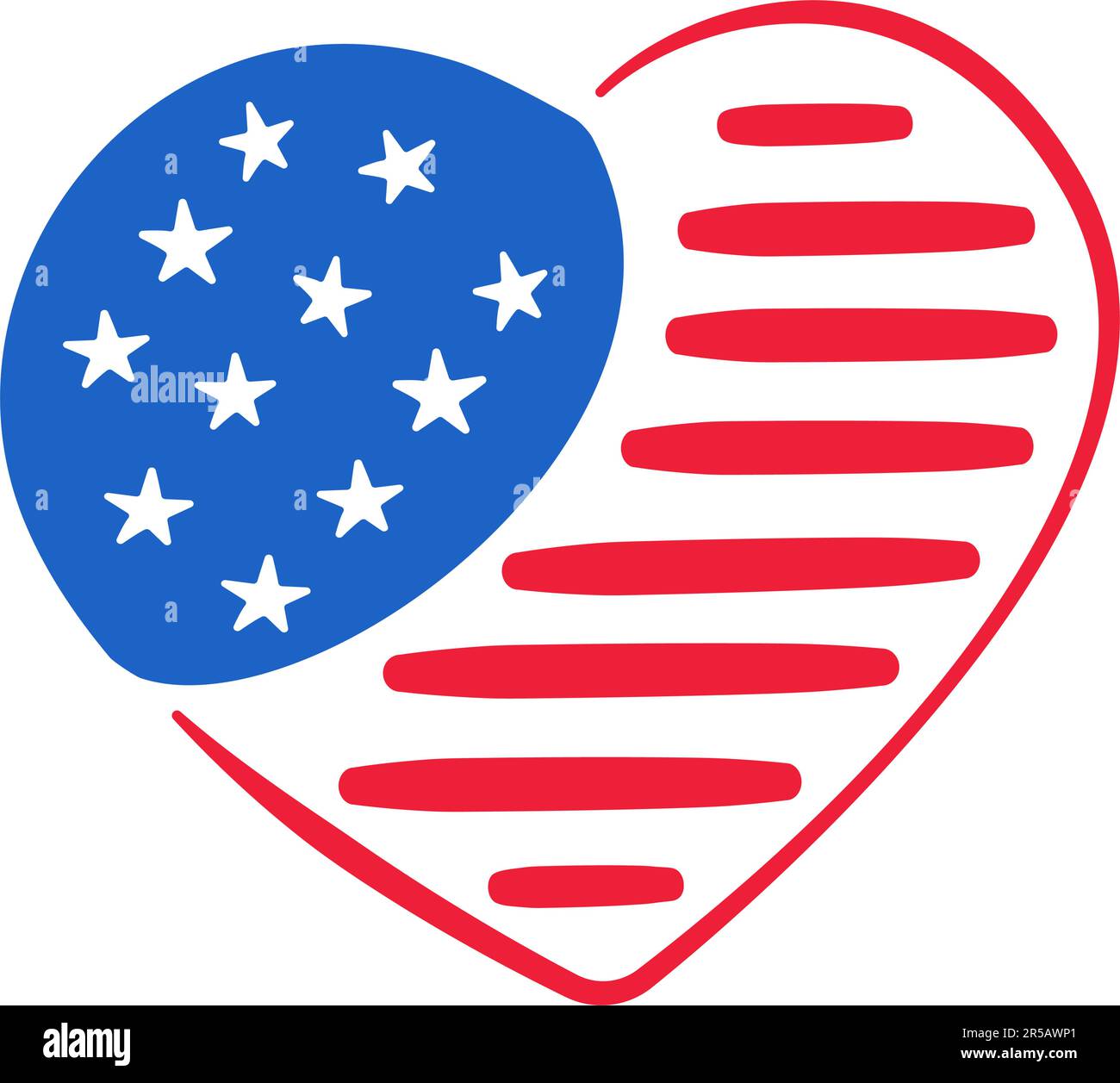 Drapeau américain en forme de coeur. 4th juillet. Jour de l'indépendance. Illustration vectorielle Illustration de Vecteur