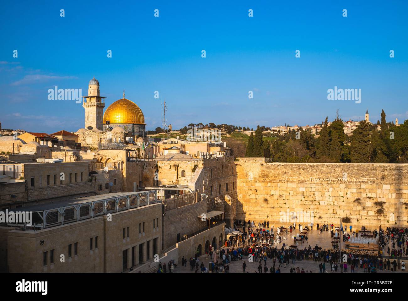 Le mur occidental et le Dôme du Rocher, Jérusalem, Israël Banque D'Images