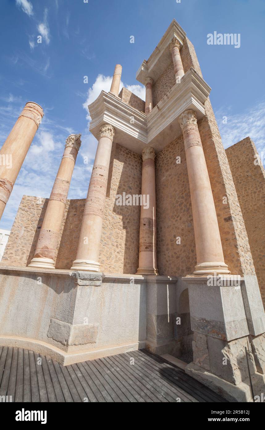 Cartagena, Espagne - 14 septembre 2018: Théâtre romain de Carthagène, Murcie, Espagne. Vue sur les décors restaurés Banque D'Images