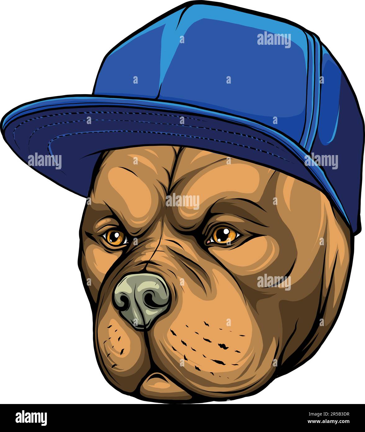 Illustration vectorielle du chien Pitbull dans Cap. Illustration de Vecteur