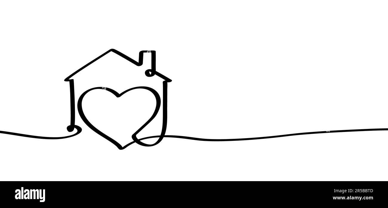 Dessin animé de la maison de l'amour. Icône ou symbole Accueil. Une