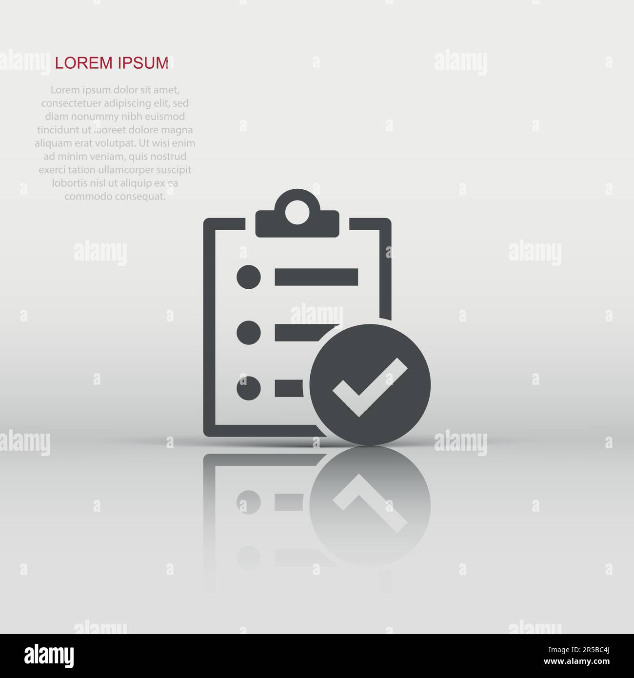Liste de signer dans l'icône de style plat. Illustration vecteur de l'enquête sur fond blanc isolé. Coche banner concept d'entreprise. Illustration de Vecteur