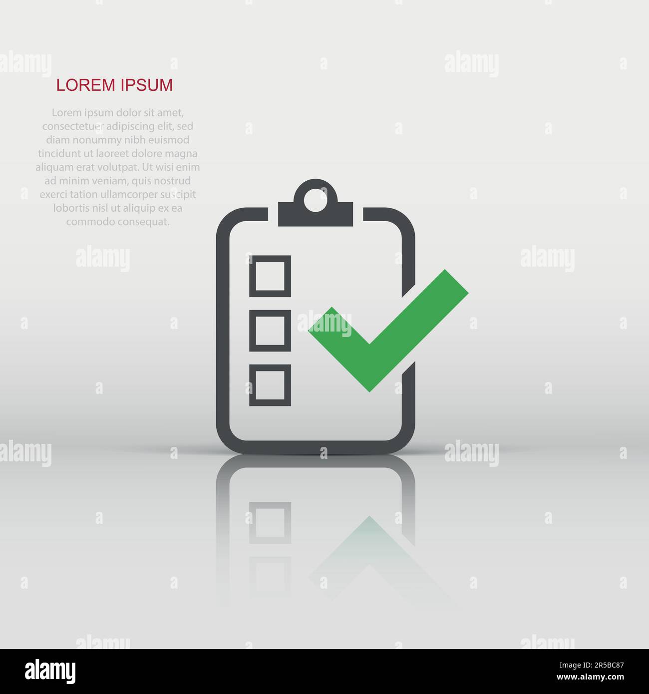 Liste de signer dans l'icône de style plat. Illustration vecteur de l'enquête sur fond blanc isolé. Coche banner concept d'entreprise. Illustration de Vecteur