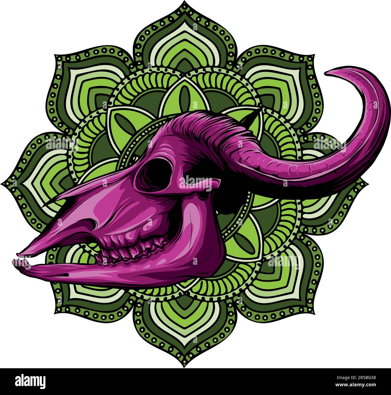 illustration vectorielle du crâne de taureau avec décoration de mandala Illustration de Vecteur