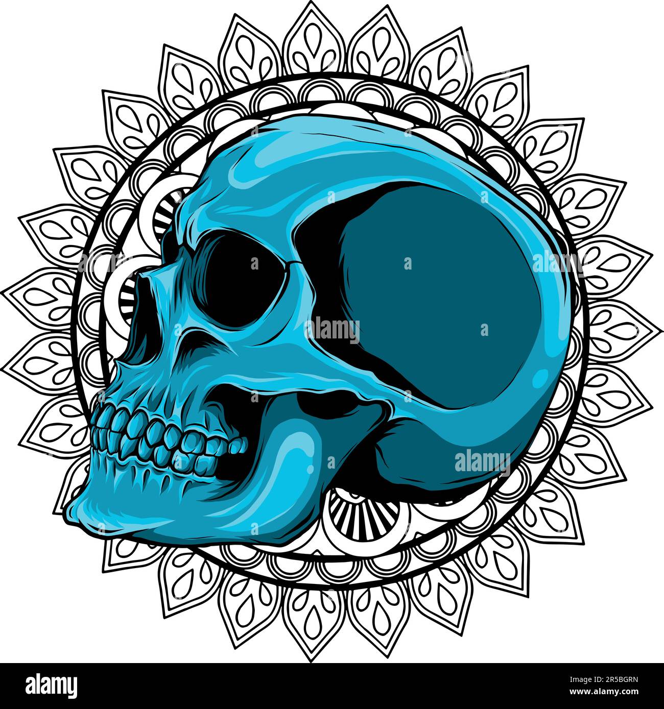 Illustration du crâne avec mandala en arrière-plan Illustration de Vecteur