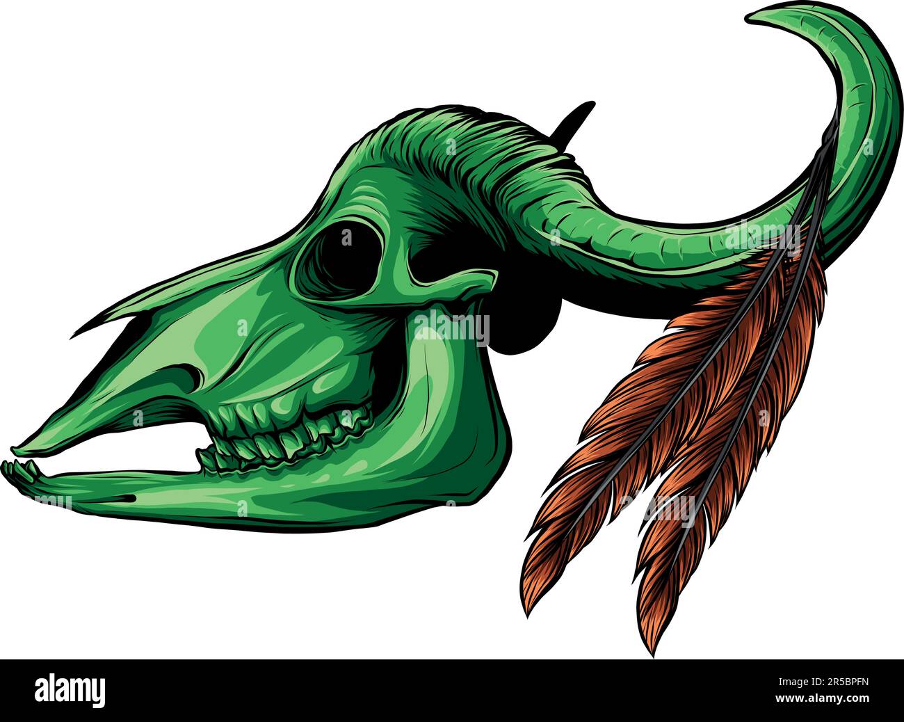 Illustration vectorielle de Buffalo Skull avec plumes Illustration de Vecteur