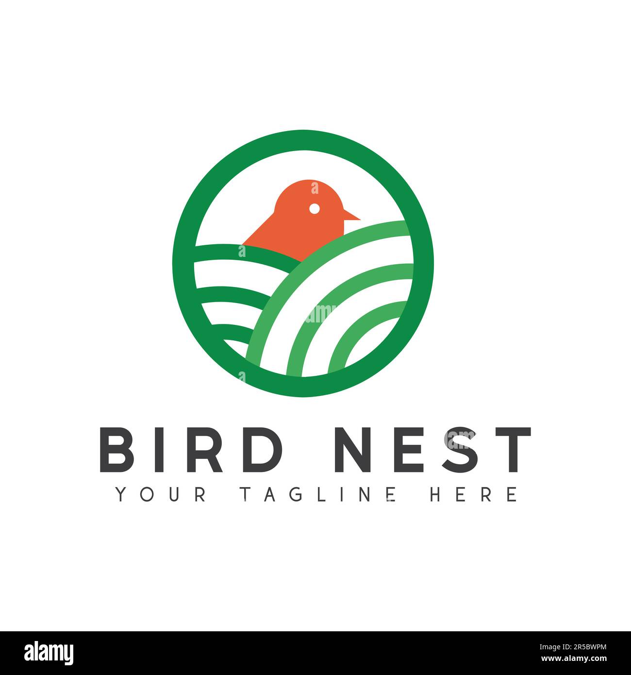 Logo Bird Nest logo Design Green nature Icon Illustration de Vecteur
