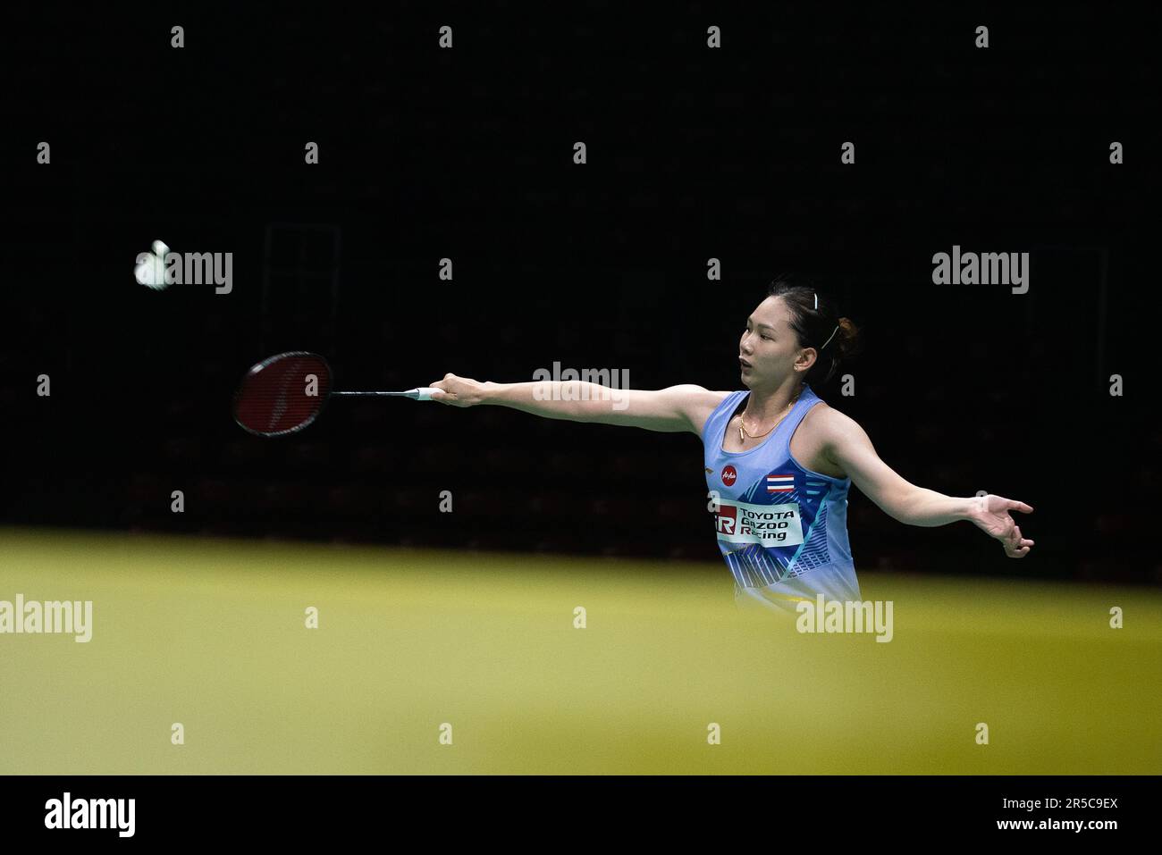 Bangkok, Thaïlande. 02nd juin 2023. Pornpawee Chochuwong de Thaïlande joue contre lui Bing Jiao de Chine pendant le single des femmes de Badminton dans la Thaïlande Open 2023 au stade intérieur de Huamark. Il Bing Jiao a gagné Pornpawee Chochuwong 2:0 (21:10, 21:19). Crédit : SOPA Images Limited/Alamy Live News Banque D'Images