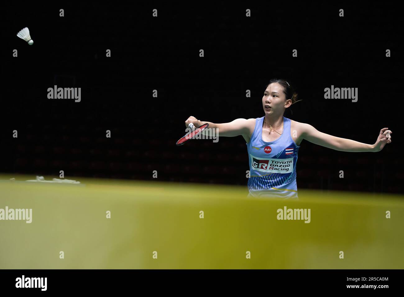 Bangkok, Thaïlande. 02nd juin 2023. Pornpawee Chochuwong de Thaïlande joue contre lui Bing Jiao de Chine pendant le single de Badminton Womenís en Thaïlande Open 2023 au stade intérieur de Huamark. Il Bing Jiao a gagné Pornpawee Chochuwong 2:0 (21:10, 21:19). Crédit : SOPA Images Limited/Alamy Live News Banque D'Images