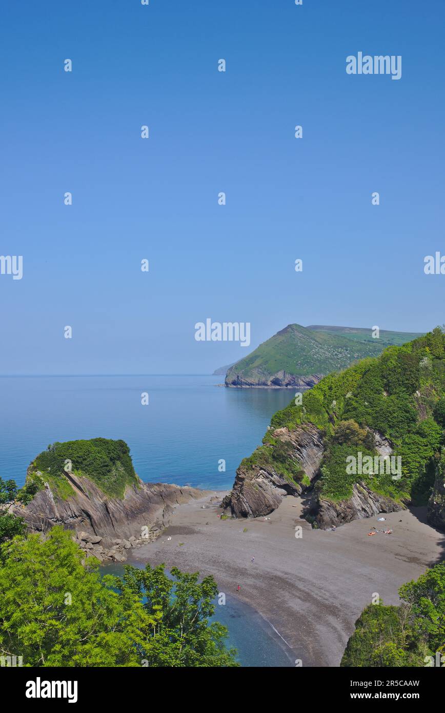 La spectaculaire plage de Broadsands sur la côte nord du Devon entre Ilfracombe et Combe Martin. Devon, Royaume-Uni Banque D'Images