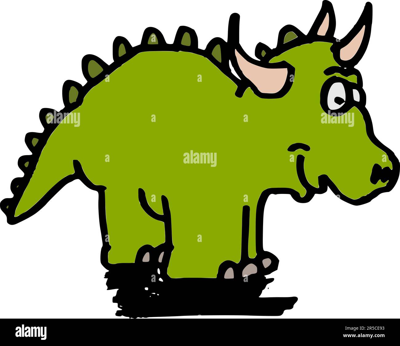 Vector illustration d'un mignon petit dinosaure vert sur blanc Banque D'Images