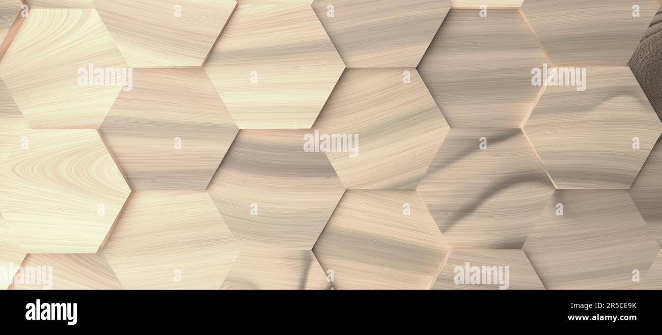 Arrière-plan moderne en bois nid d'abeille abstrait, 3D rendu Banque D'Images