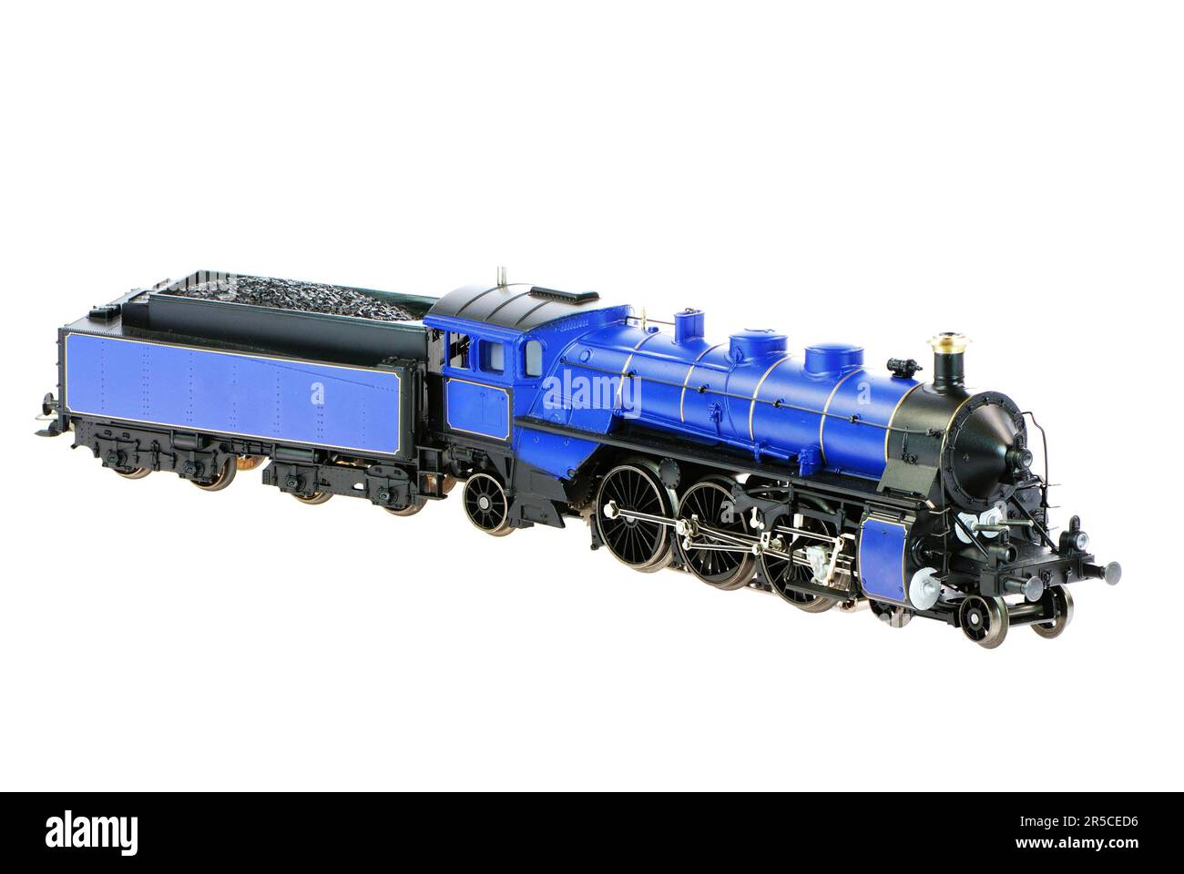 Locomotive à vapeur à jouets isolée avec remorque à charbon Banque D'Images