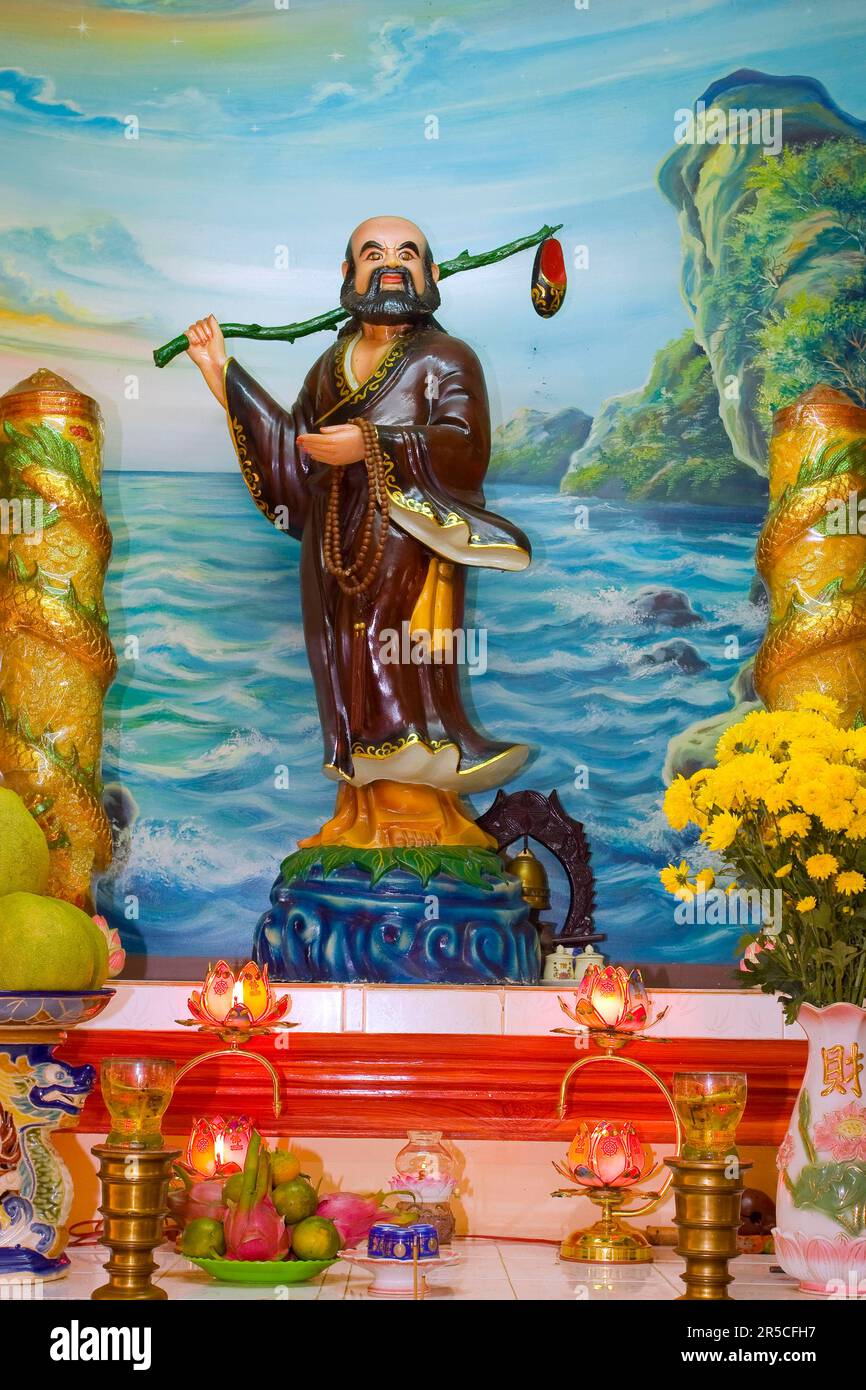 Pagode au temple de Cao Dai, Tay Ninh, Vietnam Banque D'Images