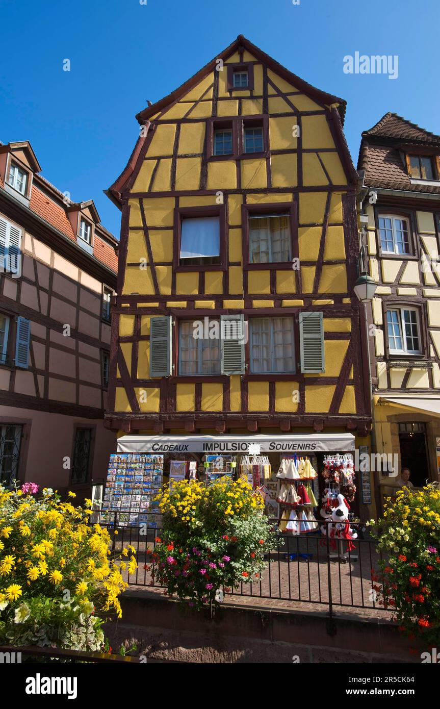 Maisons et restaurants à colombages, quartier des Tanneurs, quartier des tanneurs, vieille ville de Colmar, Alsace, France Banque D'Images