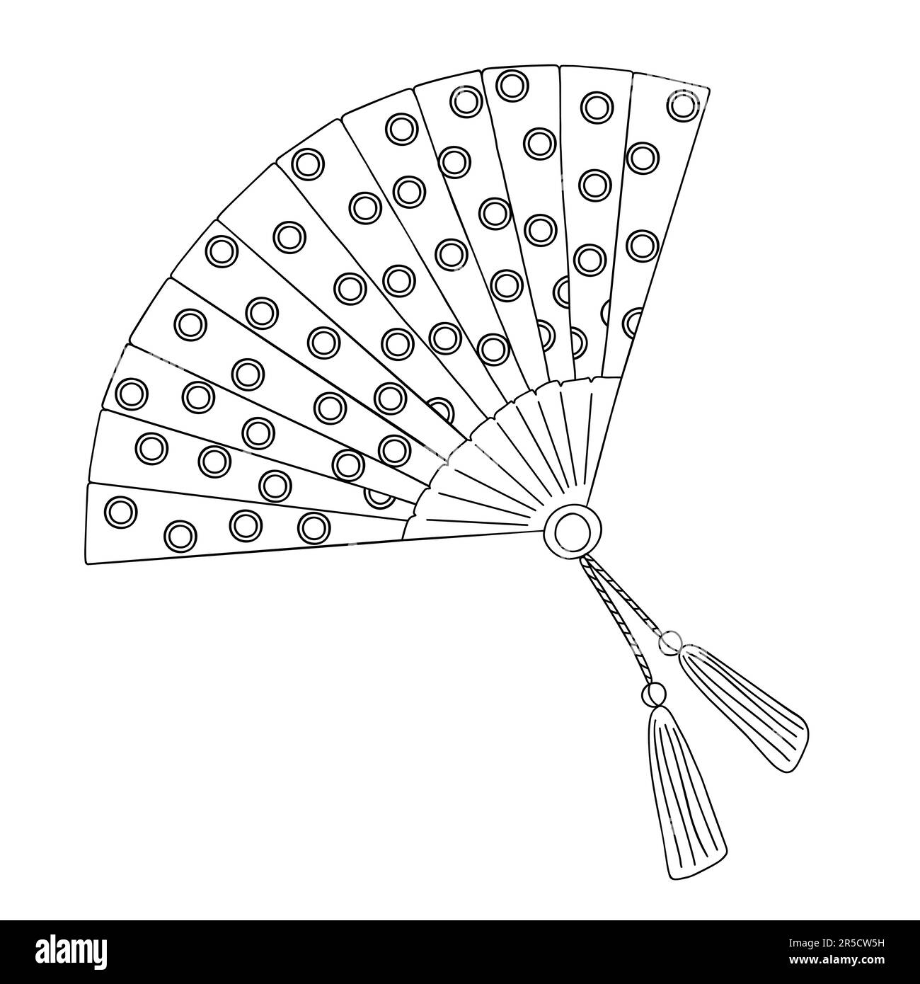 Japonais main fan femmes accessoire vecteur illustration, simple main dessiné objet pliant symbole traditionnel des pays asiatiques, la culture orientale concep Illustration de Vecteur