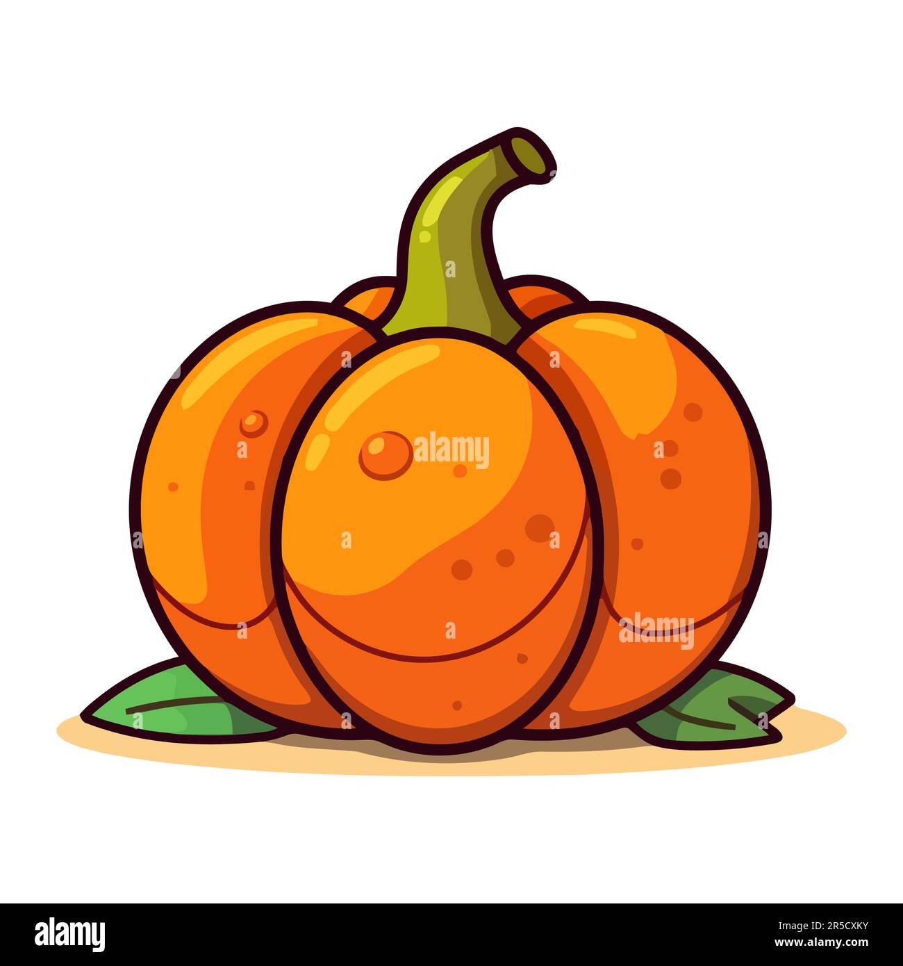 Mignon citrouille d'orange. Icône en forme de citrouille isolée. Affiche en forme de citrouille plate. Illustration vectorielle Illustration de Vecteur