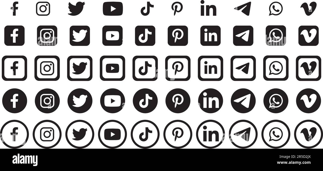 Collection de logos populaires sur les réseaux sociaux. Définir les logos Illustration de Vecteur