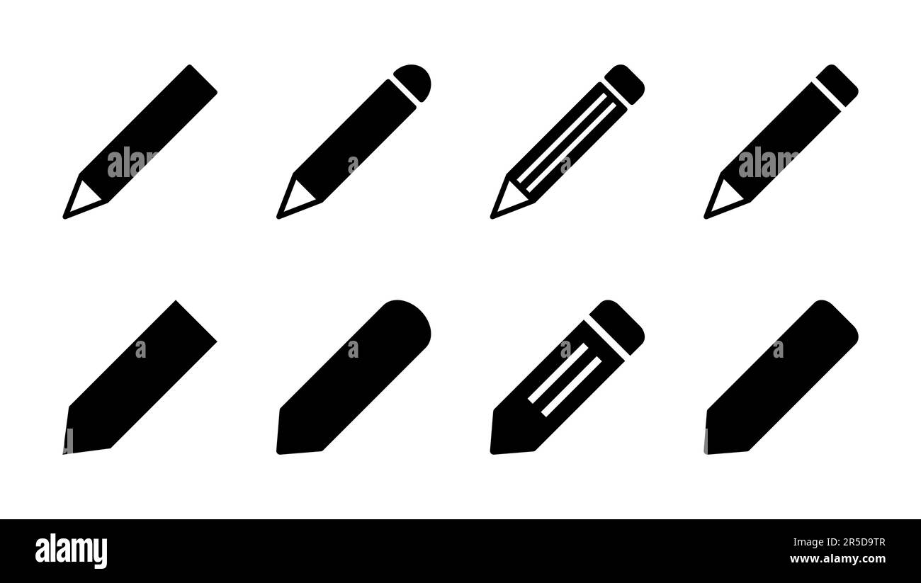 Jeu d'icônes de crayon. symbole de plume. modifier le vecteur d'icône Illustration de Vecteur