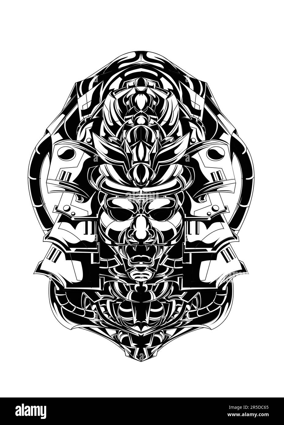 Une tête de samouraï adaptée comme cadeau d'anniversaire, affiche ou communauté qui aime la culture japonaise. Japonais ancien. Apportez un style unique à votre espace Illustration de Vecteur
