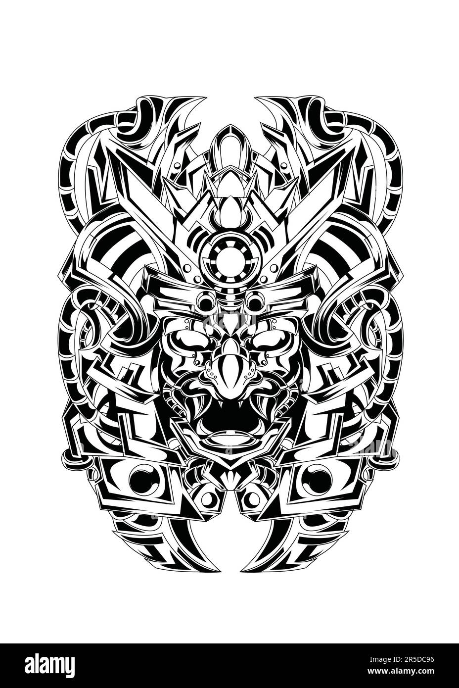 Une tête de samouraï adaptée comme cadeau d'anniversaire, affiche ou communauté qui aime la culture japonaise. Japonais ancien. Apportez un style unique à votre espace Illustration de Vecteur