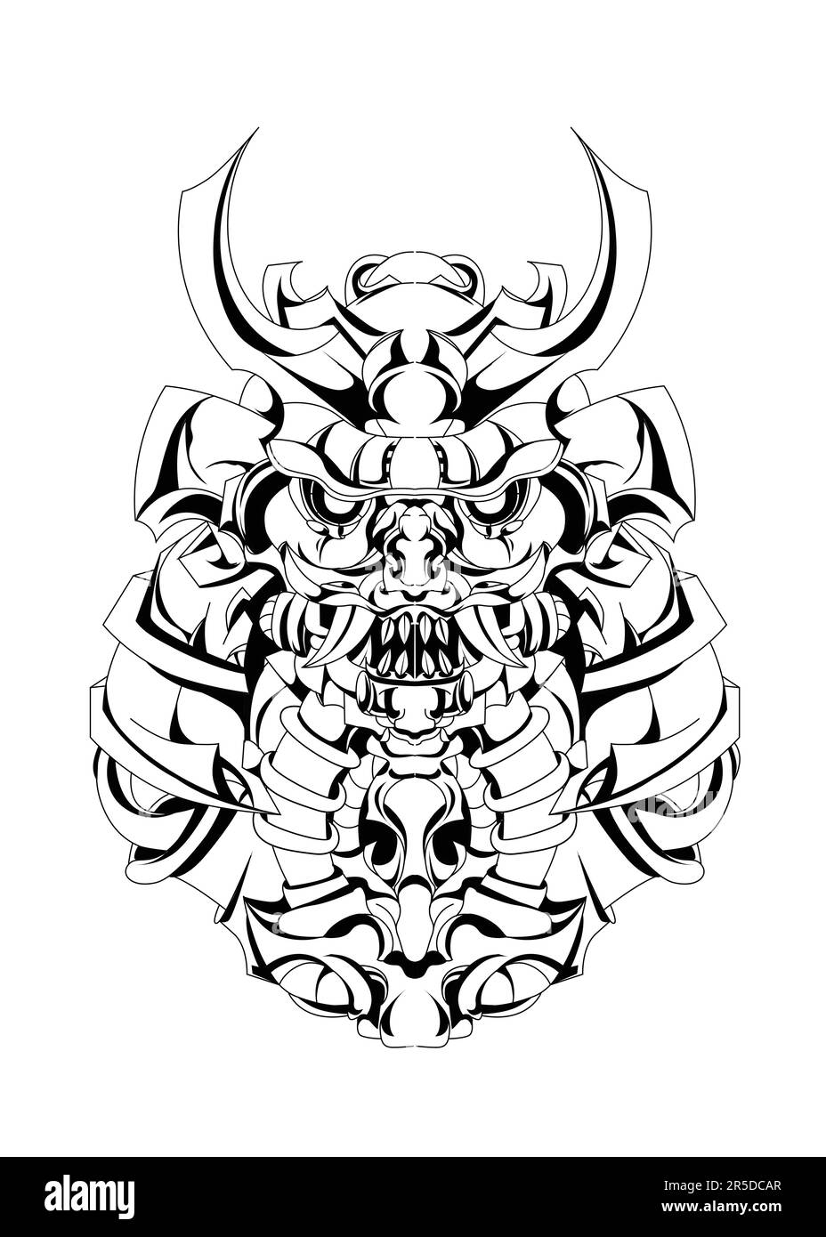 Une tête de samouraï adaptée comme cadeau d'anniversaire, affiche ou communauté qui aime la culture japonaise. Japonais ancien. Apportez un style unique à votre espace Illustration de Vecteur