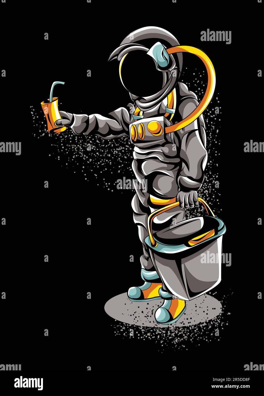 Personnage d'astronaute de l'espace idéal comme cadeau d'anniversaire à vos amis, fêtes, événements ou communauté spatiale et astronaute. Visite de l'espace Illustration de Vecteur