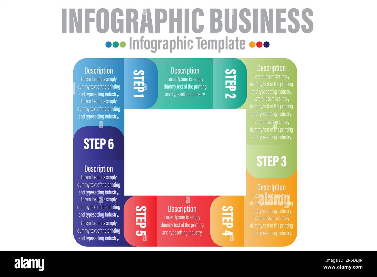 6 étapes, 6 option forme géométrique avec étapes, options, processus ou flux de travail.Visualisation des données métier. Modèle d'infographie de l'étape créative pour le présent Illustration de Vecteur