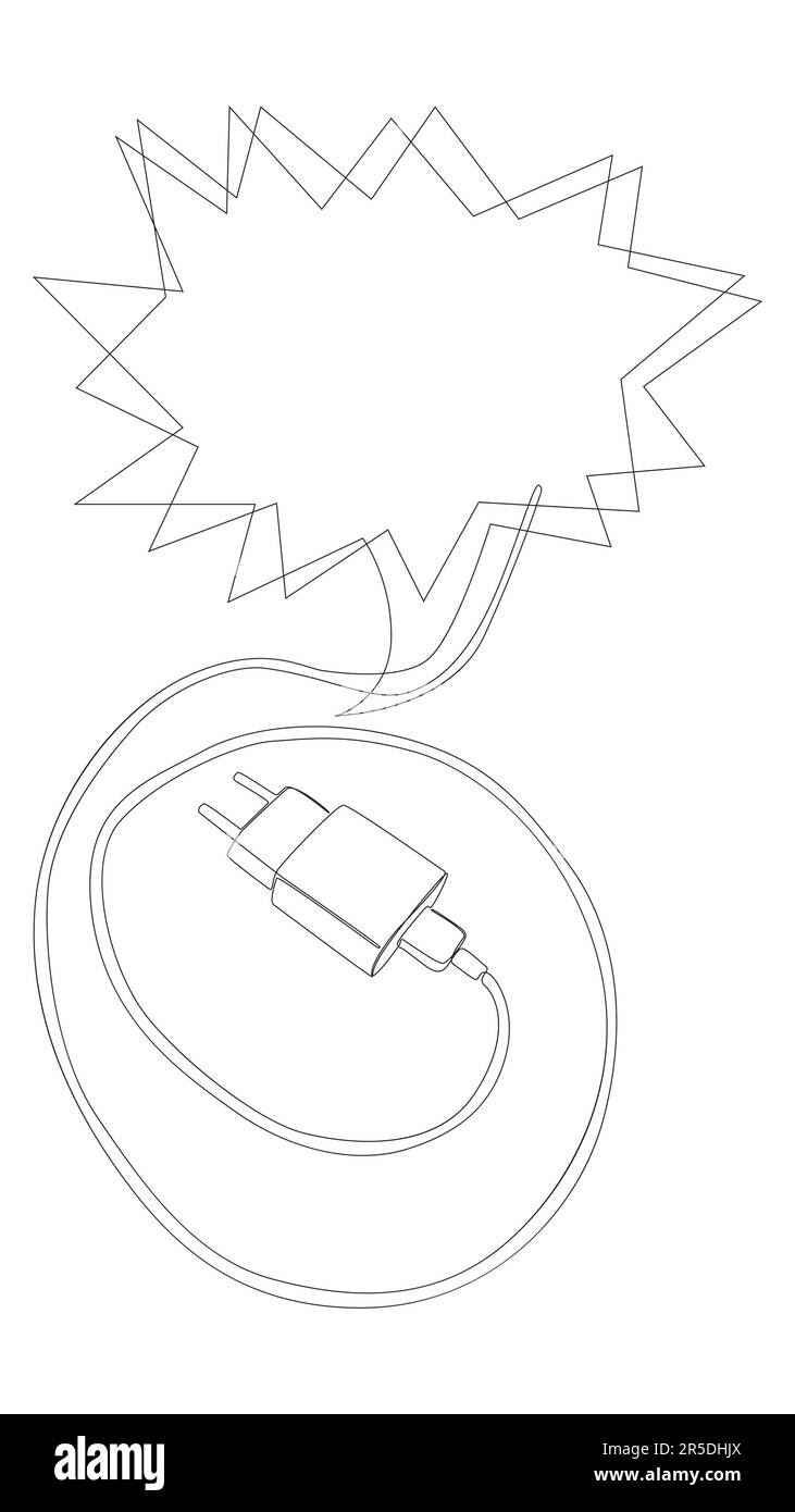 Une bulle vocale continue avec chargeur pour smartphone. Concept de vecteur d'illustration à trait fin. Dessin de contour idées créatives. Illustration de Vecteur