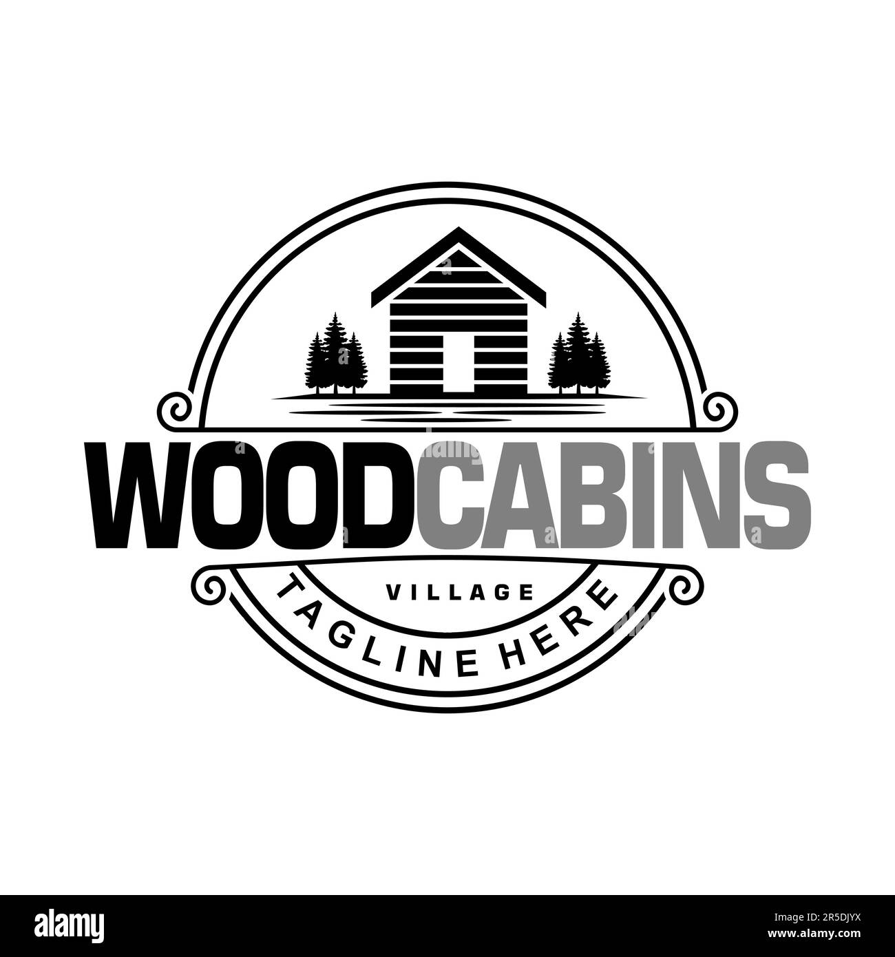 modèle de design de logo de cabine en bois Illustration de Vecteur