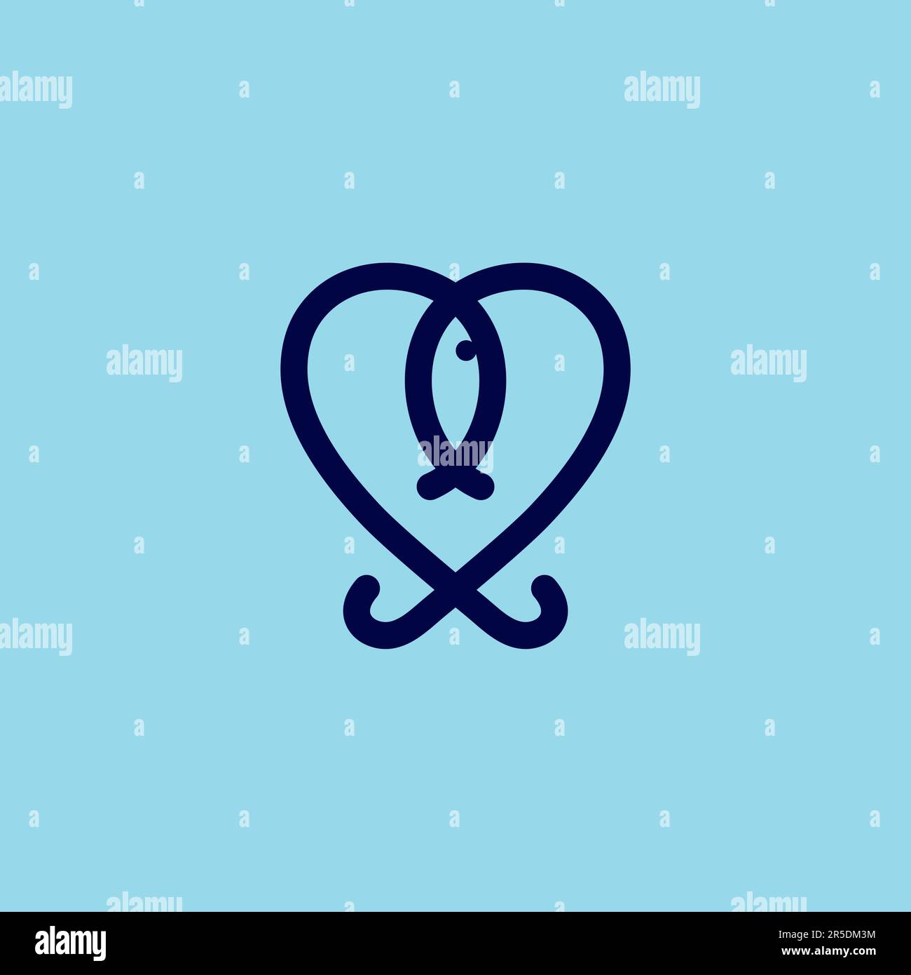 Logo Love Fish. Logo du club de pêche. Icône poisson Illustration de Vecteur