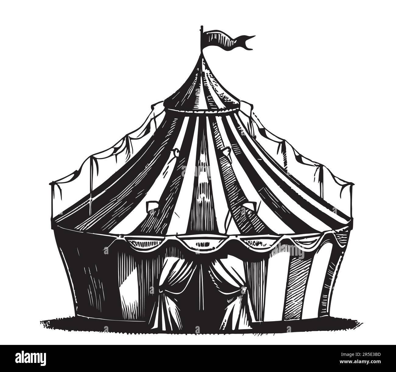 Croquis de tente de cirque dessiné à la main dans une illustration de style doodle Illustration de Vecteur