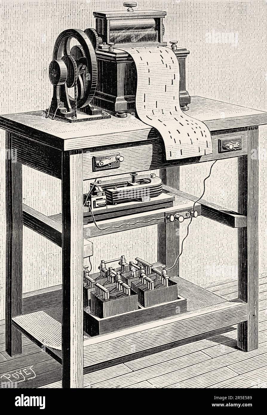 Melograph par Jules Carpentier. Ancienne gravure du 19th siècle de la nature 1887 Banque D'Images