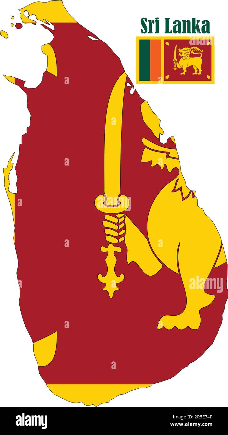 Carte et drapeau du Sri Lanka Illustration de Vecteur