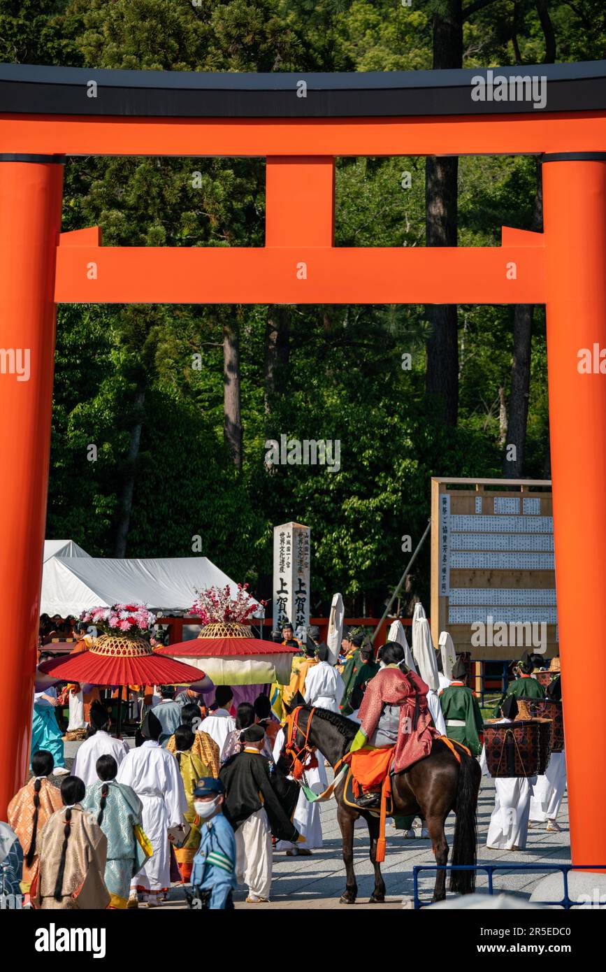 Scène de parade sur le festival Aoi matsuri 2023 à Kyoto, Japon. Banque D'Images