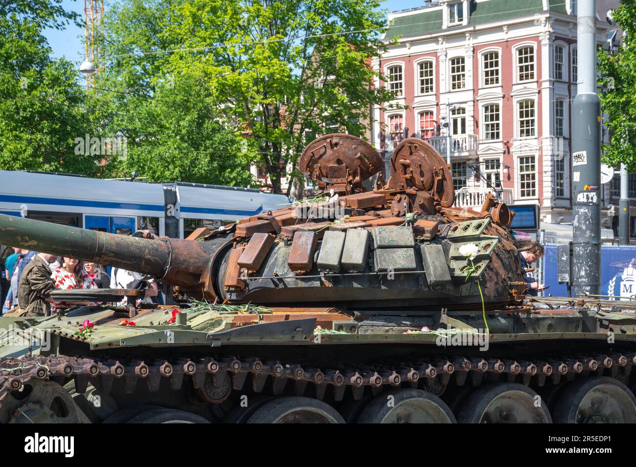 Tourelle de canon d'un char russe épaté Banque D'Images