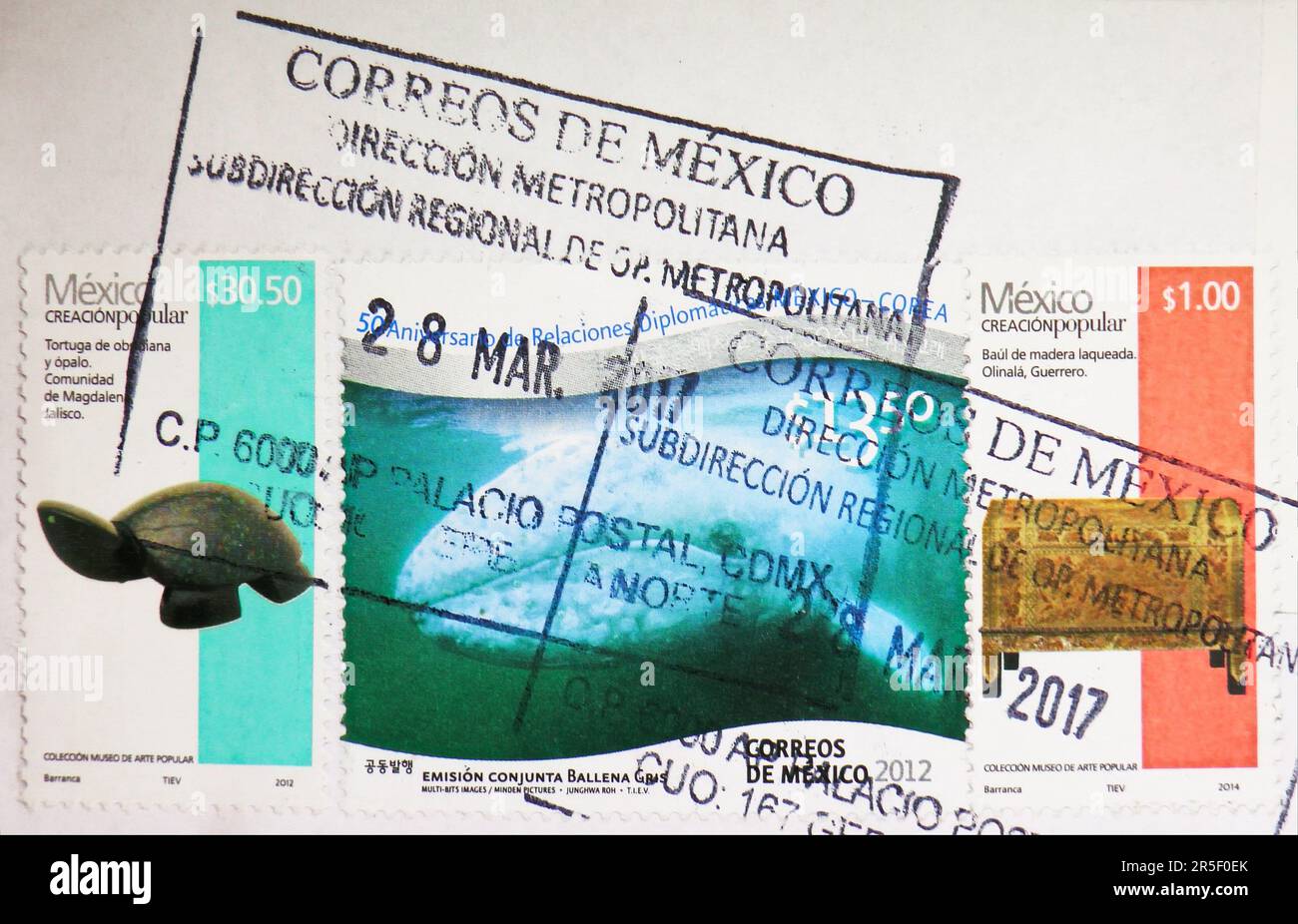 MOSCOU, RUSSIE - 17 MAI 2023 : marque de poste du Mexique, en date du 2017 Banque D'Images