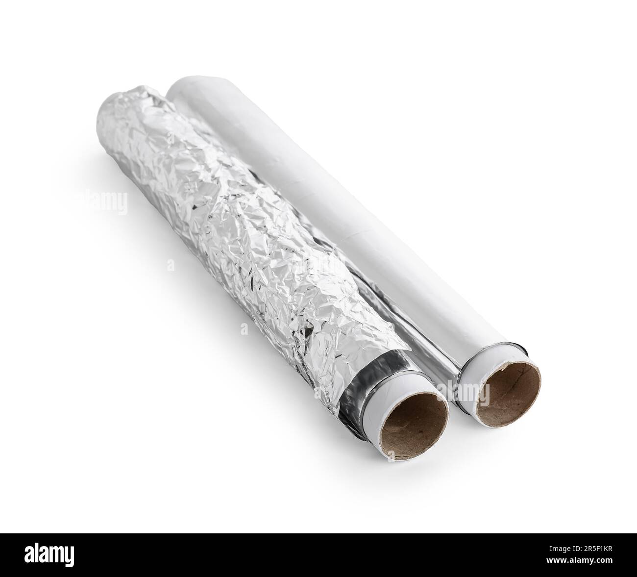 Rouleaux de papier d'aluminium sur fond blanc Banque D'Images