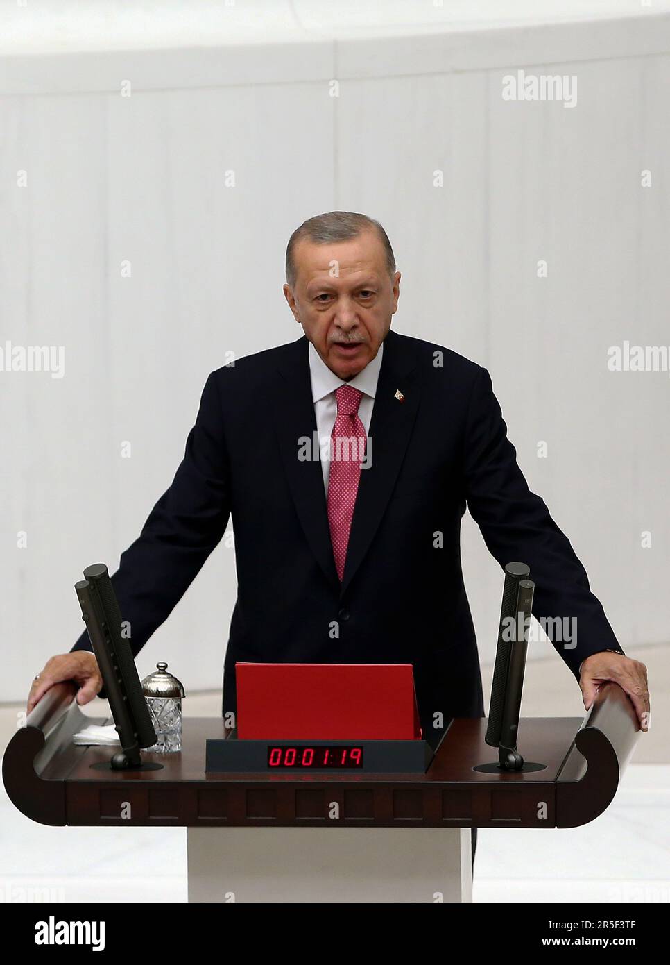 Turkish President Recep Tayyip Erdogan, speaks in front of the ...