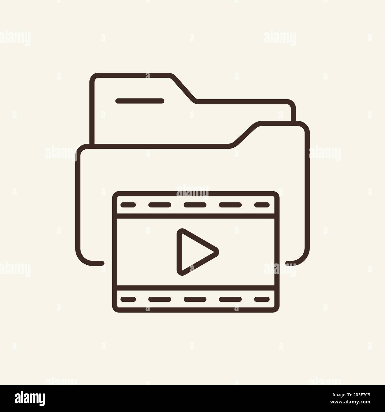 Icône de dossier avec fichiers vidéo en ligne fine Illustration de Vecteur