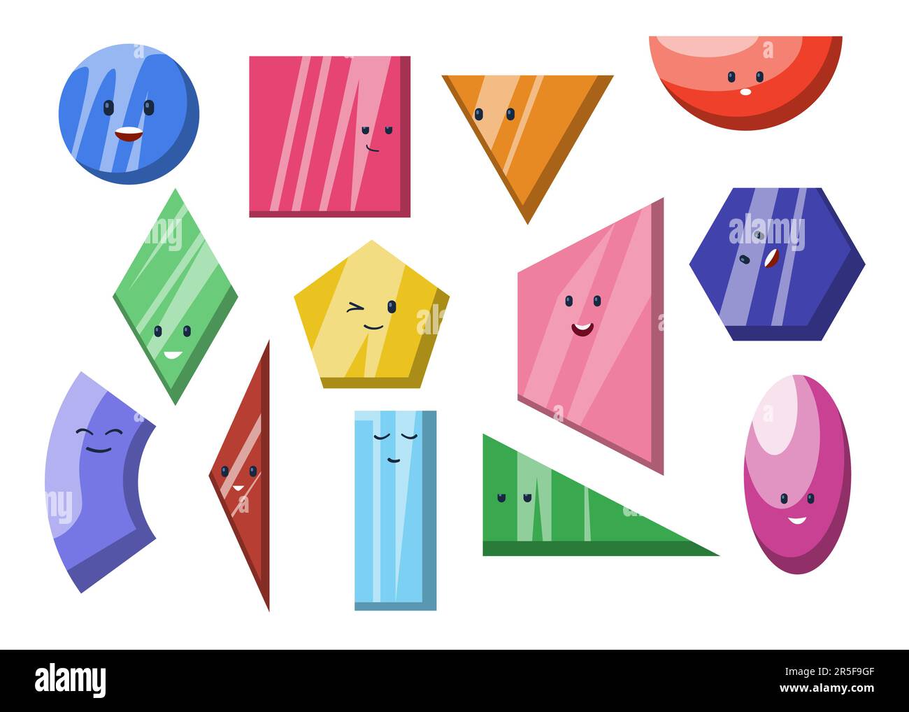 Des figures géométriques colorées avec des faces Illustration de Vecteur